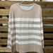Color-Autumn Striped Fleece Shirt Women round Neck Loose Women Sweater-Fancey Boutique