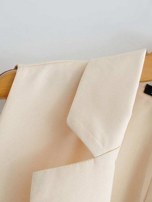 Color-Autumn Solid Color Tied Decorative Split Single Button Vest Blazer Vest-Fancey Boutique