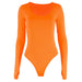 Color-Orange-Women Clothing Autumn Winter Sexy Pullover Long Sleeve Slim Bodysuit-Fancey Boutique