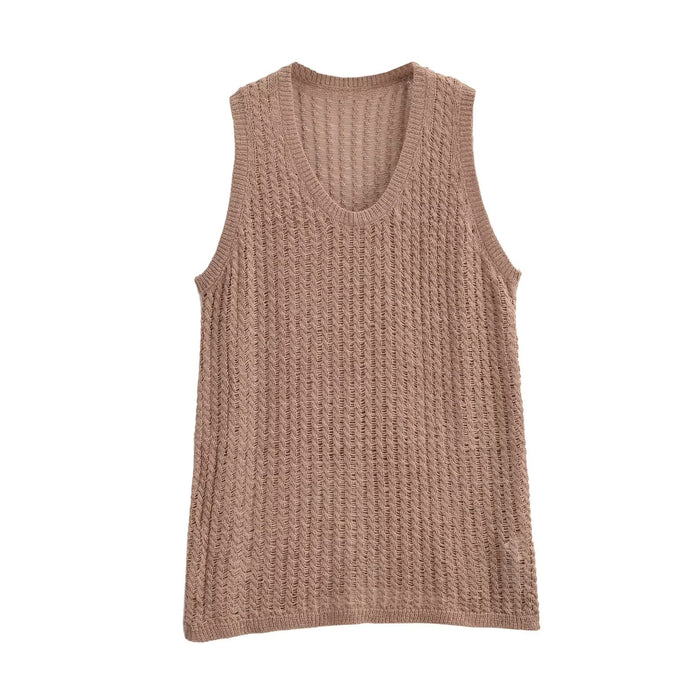 Color-Fall Women Clothing Jacquard Mesh Knitted Top Camisole-Fancey Boutique