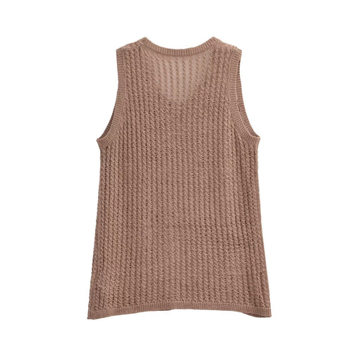 Color-Fall Women Clothing Jacquard Mesh Knitted Top Camisole-Fancey Boutique