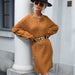 Color-Women Clothing Autumn Winter Retro Twist Woolen Dresses-Fancey Boutique