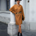 Color-Women Clothing Autumn Winter Retro Twist Woolen Dresses-Fancey Boutique