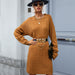 Color-Women Clothing Autumn Winter Retro Twist Woolen Dresses-Fancey Boutique