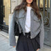 Color-Women Autumn Winter Polo Collar Pocket Casual Zipper Soft Tweed Jacket Coat-Fancey Boutique