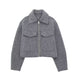 Color-Women Autumn Winter Polo Collar Pocket Casual Zipper Soft Tweed Jacket Coat-Fancey Boutique