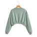 Color-Autumn Three Color round Neck Sweater Solid Color Short Top-Fancey Boutique