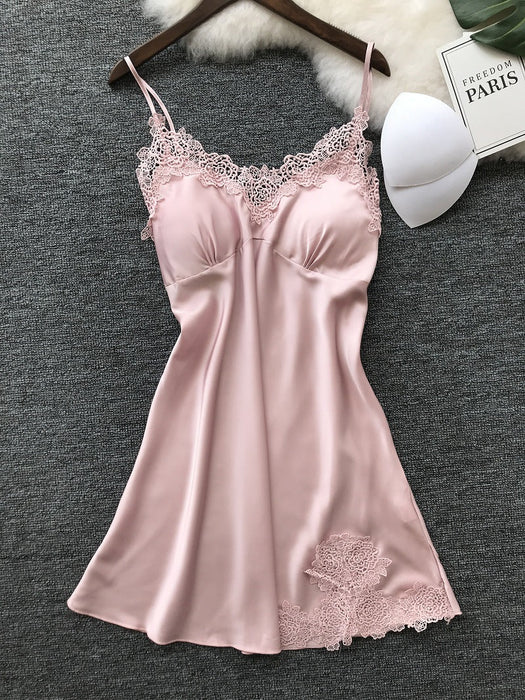 Color-Pink-Women Sexy Sling Home Nightdress-Fancey Boutique