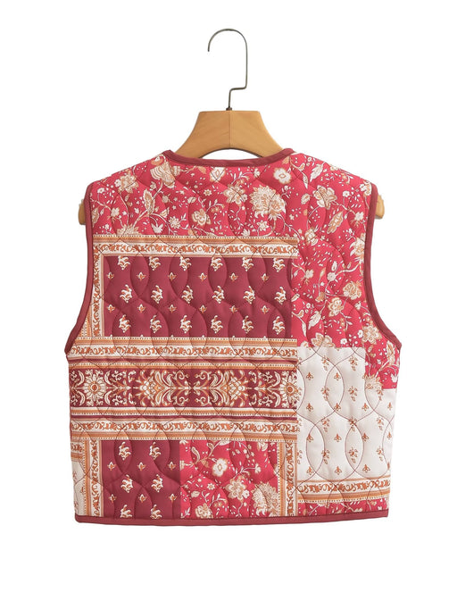 Color-Winter Women Printing Cotton Vest-Fancey Boutique