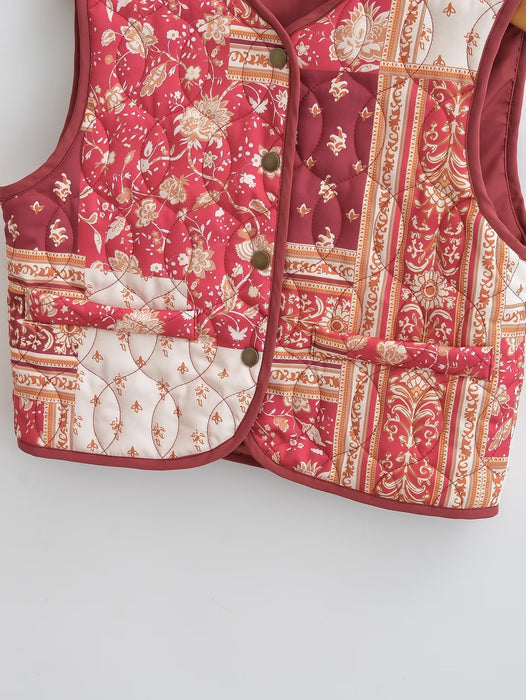 Color-Winter Women Printing Cotton Vest-Fancey Boutique