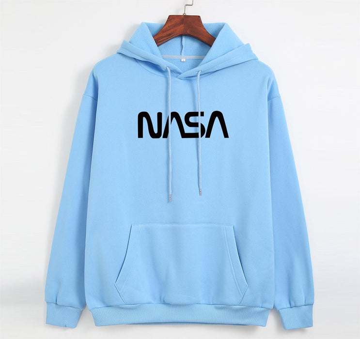 Color-Autumn Winter Coat Women NASA Print Hooded Fleece Lined Sweater Women Autumn Korean Loose-Fancey Boutique