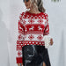 Color-Christmas Sweater Women Elk Autumn Winter Knitted Round Neck Women Christmas Snowflake Pullover Women Sweater-Fancey Boutique