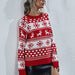 Color-Christmas Sweater Women Elk Autumn Winter Knitted Round Neck Women Christmas Snowflake Pullover Women Sweater-Fancey Boutique