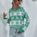 Color-Christmas Sweater Women Elk Autumn Winter Knitted Round Neck Women Christmas Snowflake Pullover Women Sweater-Fancey Boutique