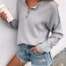 Color-Autumn Winter Solid Color Pullover V Neck Sweater Women Street Hipster Sweater-Fancey Boutique