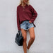 Color-Autumn Winter Solid Color Pullover V Neck Sweater Women Street Hipster Sweater-Fancey Boutique