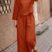 Color-Casual Loose Solid Color Shirt Long Sleeve Trousers Two Piece Set-Fancey Boutique