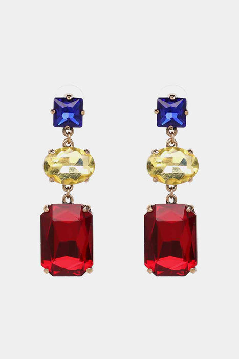 Color-One Size-Geometrical Shape Glass Dangle Earrings-Fancey Boutique