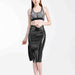 Color-Metallic Coated Fabric Coated Fabric Hip Skirt All Match Tutu Split Mid Skirt Sexy One Step Skirt Summer-Fancey Boutique