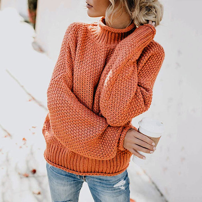 Color-Autumn Winter Knitwear Women Clothing Thick Thread Turtleneck Pullover Women-Fancey Boutique