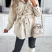 Color-Women Autumn Winter Fashion Belt Solid Color Woolen Jacket-Fancey Boutique