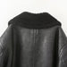 Color-High Street Double Sided Faux Leather Polo Collar Jacket Autumn Winter Loose Casual Jacket Cold Proof Thermal Zipper Motorcycle Clothing-Fancey Boutique