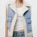 Color-Winter Loose Sleeveless Denim Worn Looking Washed out Lamb Wool Vest Jacket Coat Women-Fancey Boutique