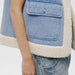 Color-Winter Loose Sleeveless Denim Worn Looking Washed out Lamb Wool Vest Jacket Coat Women-Fancey Boutique