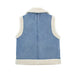 Color-Winter Loose Sleeveless Denim Worn Looking Washed out Lamb Wool Vest Jacket Coat Women-Fancey Boutique