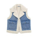 Color-Winter Loose Sleeveless Denim Worn Looking Washed out Lamb Wool Vest Jacket Coat Women-Fancey Boutique