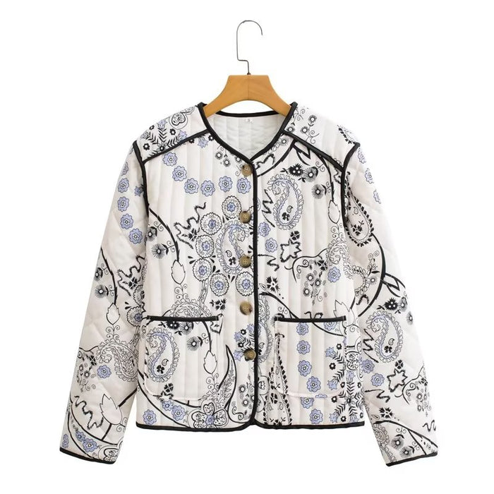 Color-Autumn Women Clothing Printing Long Sleeve Cotton Coat Woman Cotton-Fancey Boutique