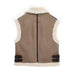 Color-Autumn Winter Women Brown Fur One Collared Vest Coat Thickened Vest-Fancey Boutique