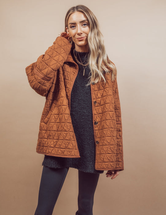 Color-Ladies Fall Winter Jacket Quilted Cotton Triangle Twisted Thickened Knitting Double Pocket Turn Down Collar Coat-Fancey Boutique