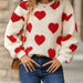 Color-Women Clothing Autumn Winter Plush Loving Heart Printed Loose Long Sleeves Crew Neck Pullover Sweatshirt-Fancey Boutique
