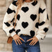 Color-Women Clothing Autumn Winter Plush Loving Heart Printed Loose Long Sleeves Crew Neck Pullover Sweatshirt-Fancey Boutique