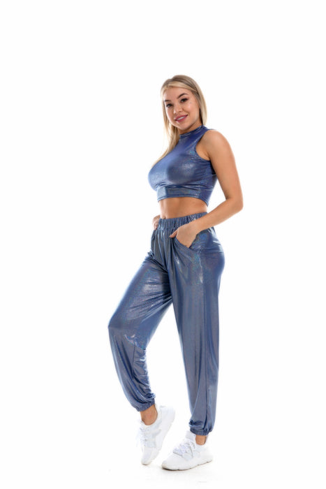 Color-Hip Hop Trousers Women Shiny Breathable Elastic Waist Casual Pants Women-Fancey Boutique