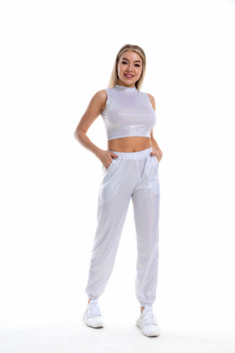 Color-Hip Hop Trousers Women Shiny Breathable Elastic Waist Casual Pants Women-Fancey Boutique