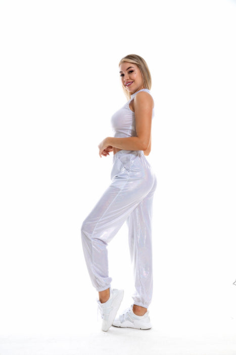 Color-Hip Hop Trousers Women Shiny Breathable Elastic Waist Casual Pants Women-Fancey Boutique