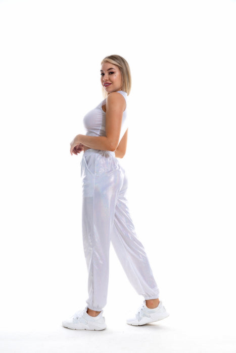 Color-Hip Hop Trousers Women Shiny Breathable Elastic Waist Casual Pants Women-Fancey Boutique