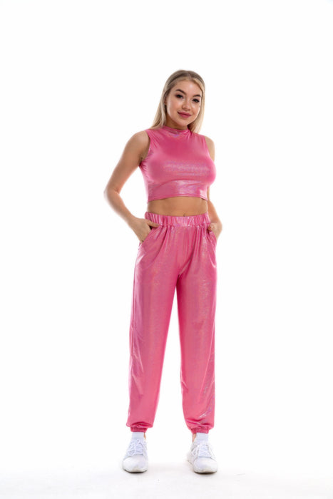 Color-Hip Hop Trousers Women Shiny Breathable Elastic Waist Casual Pants Women-Fancey Boutique