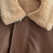 Color-Fall Women Clothing Rabbit Fur Collar Biker Leather Jacket-Fancey Boutique