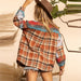 Color-Autumn Winter Aztec Plaid Stitching Woolen Coat Polo Collar Jacket Top-Fancey Boutique