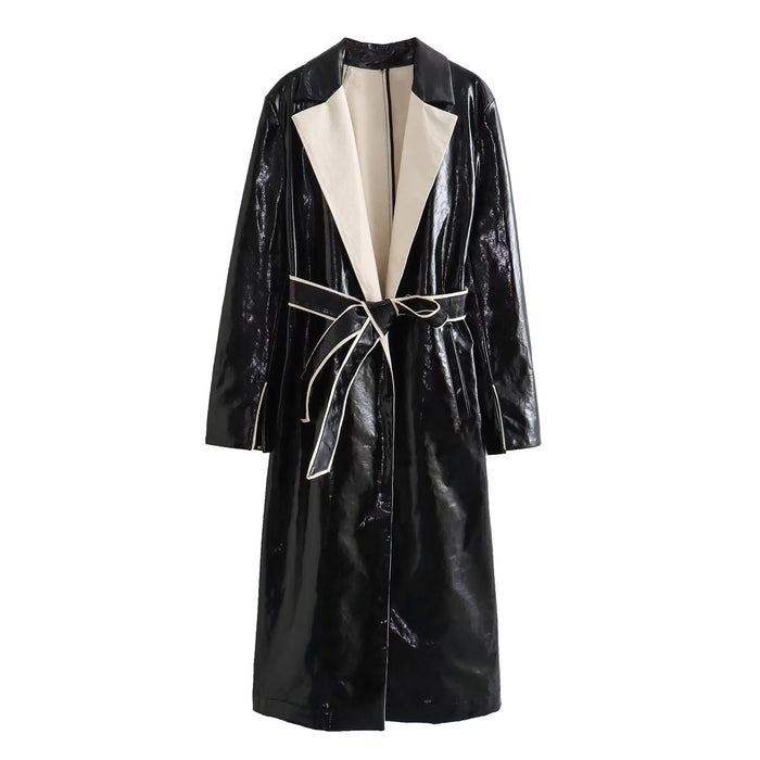 Color-Autumn Winter Casual Leather Thickened Trench Coat Loose Fashionable Jacket Women-Fancey Boutique