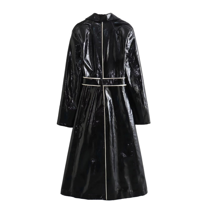 Color-Autumn Winter Casual Leather Thickened Trench Coat Loose Fashionable Jacket Women-Fancey Boutique