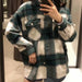 Color-Women Plaid Shirt Soft Woolen Coat Sweet Casual Autumn Winter Women Top-Fancey Boutique