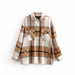 Color-Women Plaid Shirt Soft Woolen Coat Sweet Casual Autumn Winter Women Top-Fancey Boutique