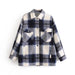 Color-Women Plaid Shirt Soft Woolen Coat Sweet Casual Autumn Winter Women Top-Fancey Boutique