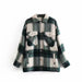 Color-Women Plaid Shirt Soft Woolen Coat Sweet Casual Autumn Winter Women Top-Fancey Boutique