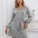 Color-Autumn Winter Women Clothing Bundle round Neck Long Sleeved Dress Women-Fancey Boutique