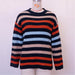 Color-Autumn Contrast Color Striped Sweater Round Neck Office Loose Fitting Long Sleeve Sweater-Fancey Boutique